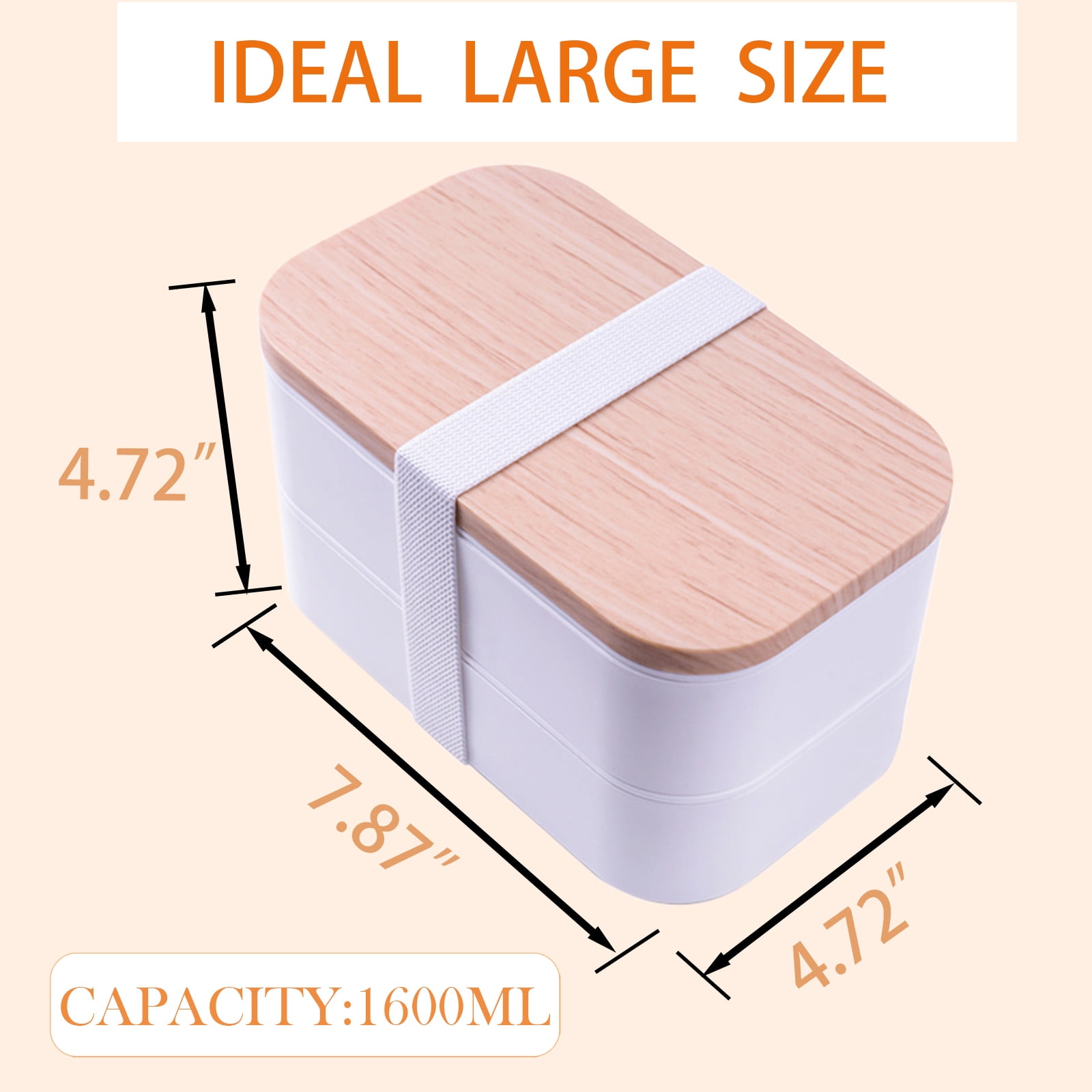 Bento Box ,2 Layer Lunch Box , Leak-proof, Includes Sauce Container, Divider,Lunch Bag ，Cutlery, 54oz Japanese Bento Box for Adults, Microwave-& Dishwasher-safe. （White）