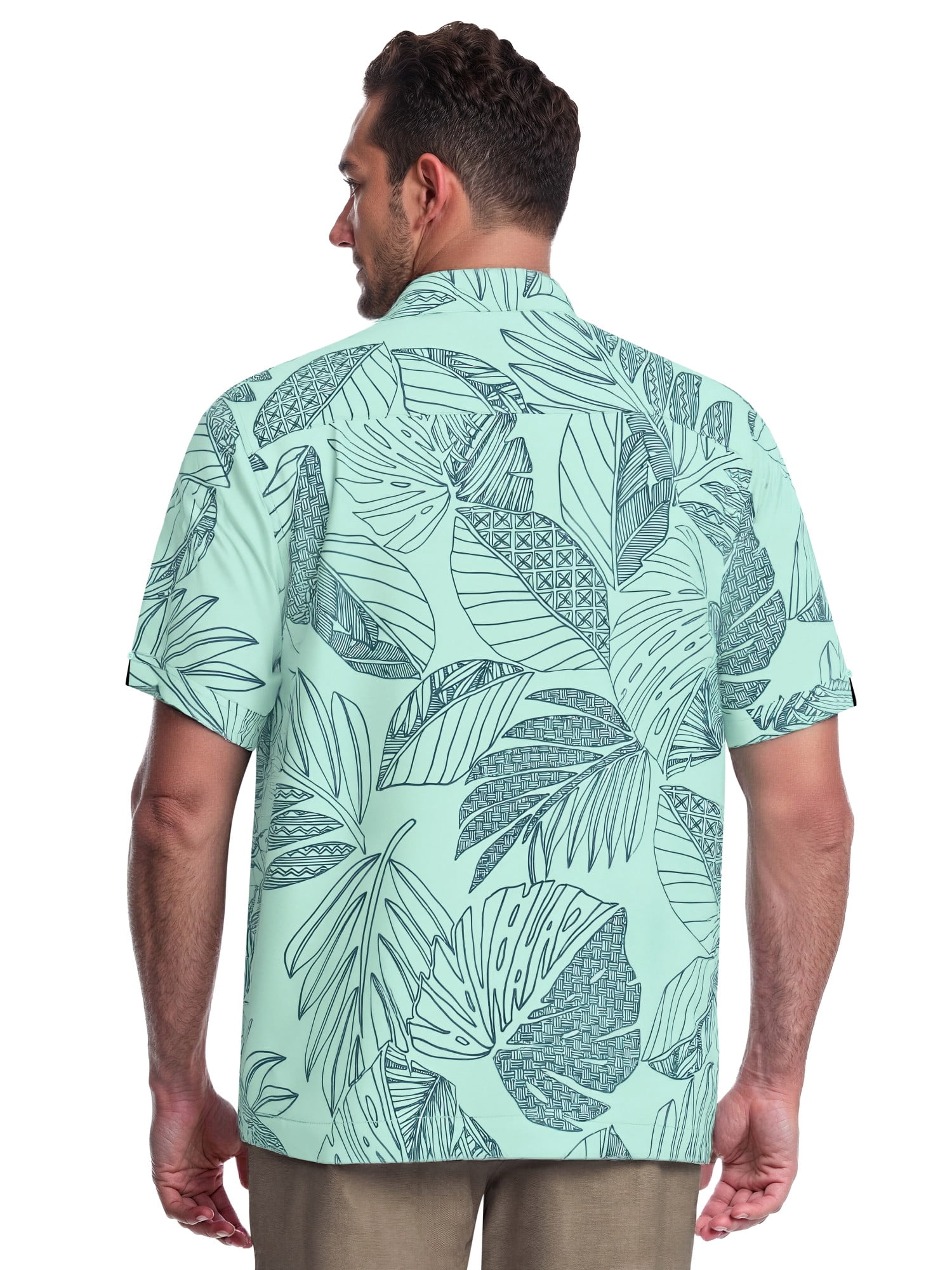Café Luna Men's and Big Men's Botanical Leaves Print Short Sleeve Woven Shirt, Sizes S-4X