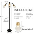 thumbnail image 5 of Industrial 3-Light Floor Lamp - Adjustable Wrought Iron Frame & Frosted Glass Shades | 22.8" Wide 63" High Oversized Base Plate E26 x3 Sockets for Living Room Hallway, 5 of 10