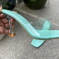 thumbnail image 3 of Anuirheih Clearance Slip on Sandals Women,Women's Casual Cute Transparent Crystal Heel Open Toe High Heel Slippers(Green), 3 of 5