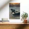 thumbnail image 2 of Lantern Press 12x18 Inch Premium Wood Sign, Ready to Hang Wall Decor, Adirondacks, New York, Loons at Sunset, 2 of 4