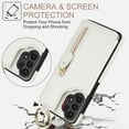 thumbnail image 3 of JTCASES for Samsung Galaxy A52 5G Case, PU Leather Lychee Pattern Zipper Purse Finger Ring Buckle Card Slots Stand Shell for A52 5G Wear-resistant Shockproof Wallet Cover, White, 3 of 8