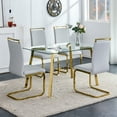 thumbnail image 5 of Modern Minimalist Style Rectangular Glass Dining Table, Tempered Glass Tabletop and Golden Metal Legs, Suitable for Kitchen, Dining Room, Living Room, 51" * 31.5" * 29.5", 5 of 9