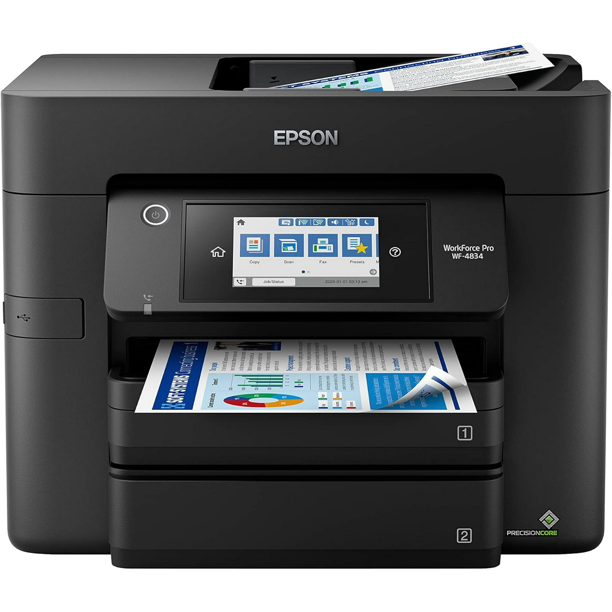 Epson Workforce Pro WF-4834 Wireless All-in-One Printer with Auto 2-Sided Print Copy, Scan and Fax, 50-Page ADF, and 4.3" Color Touchscreen (Sold without manufacturer warranty)