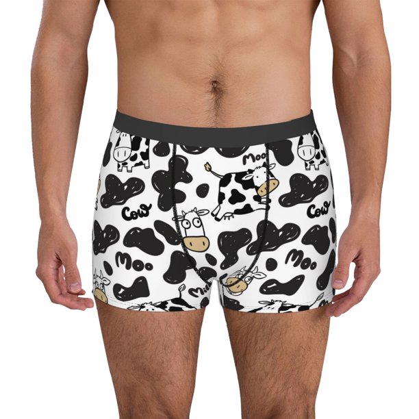 Balery Cow Calzoncillos bóxer para hombre, ropa interior de algodón suave y transpirable con cinturilla de nailon-Small