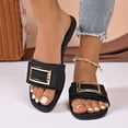 thumbnail image 2 of Eltusu Women Flat Slide Sandals, Slip On Open Toe Casual PU Summer Shoes Black Size 9, 2 of 6