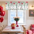 thumbnail image 6 of Valentine's Day Valance Curtain for Windows Red Roses Hearts Green Eucalyptus Leaves Rod Pocket Curtain Valances Short Window Treatments Panels for Kitchen Bathroom Laundry Room Basement 42 x 12 Inch, 6 of 9