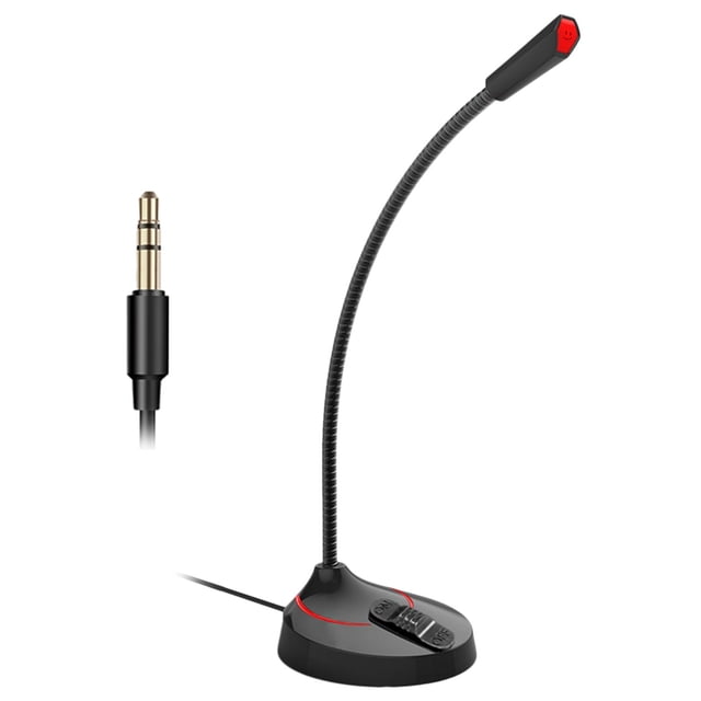 Miulika USB/3.5mm Mini Condenser Microphone Mic for PC Computer F12 Black 3.5mm