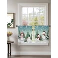 thumbnail image 2 of Christmas Sheer Curtains 45 Inch Long 2 Panels, Snowman Christmas Tree Forest Winter Snow Teal Ombre Light Filtering Rod Pocket Semi Sheer Curtains, Sheer Voile Drapes for Living Room, 52"x45", 2 of 5