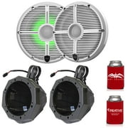 Wet Sounds RECON 6-XWW RGB 6.5" White Grill RGB Marine Speakers with SSV US2-C65U-150 Black Speaker Pod with 1.50" Roll Bar Clamps