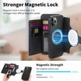 thumbnail image 6 of 2 in 1 Wallet Case for Apple iPhone 11 Pro Max, Detachable Magnetic Back Cover Cards Slots Zipper Pocket Ring Holder Magnetic Closure Protective Drop Proof Case Cover for Women Men,Black, 6 of 11