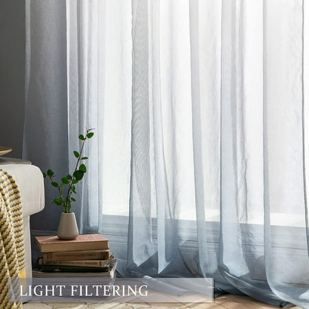Faux Linen Ombre Sheer Curtains Bedroom, Very Long Window Curtains