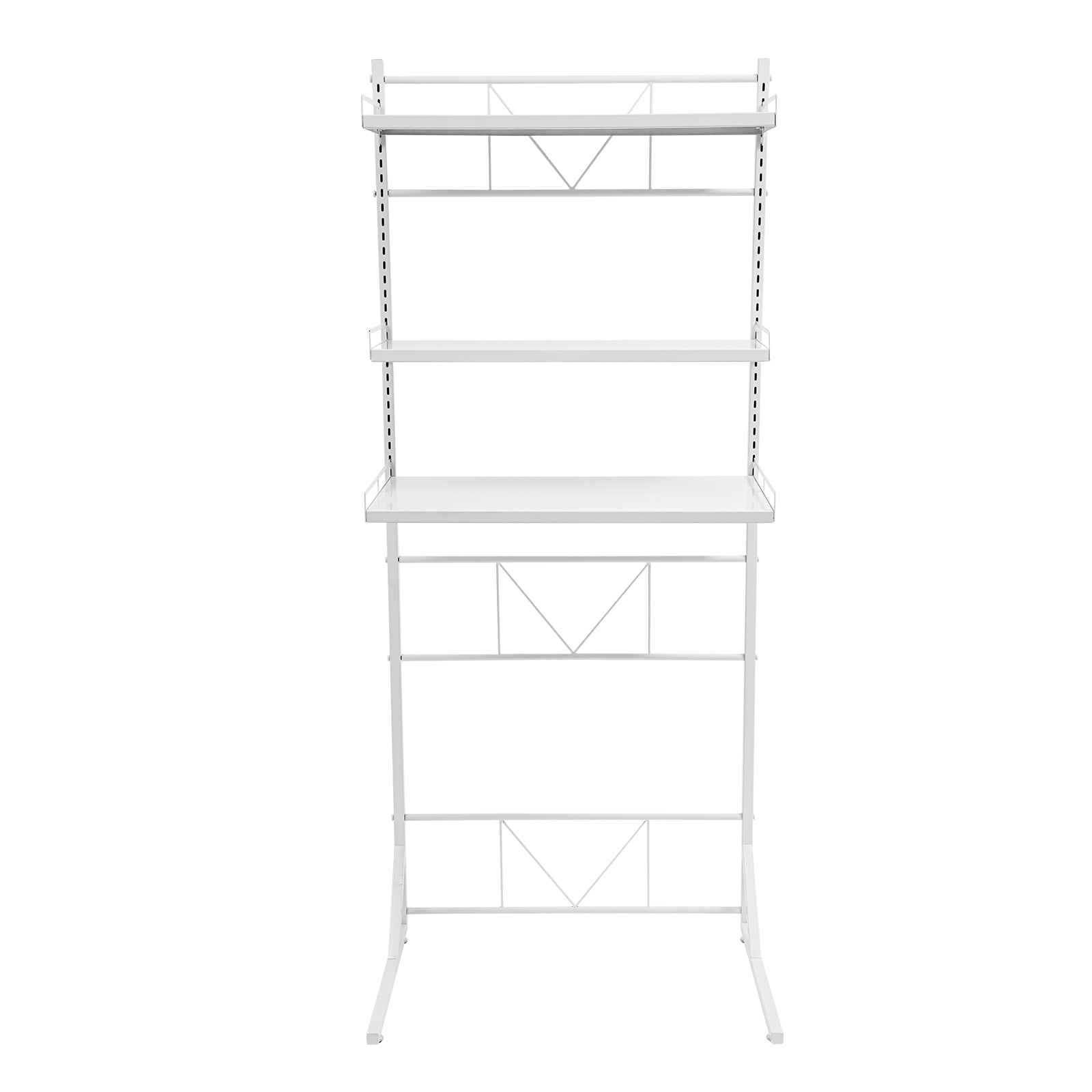 White Steel 68*46.5*88.5-161.5cm Upper 3-Layer Storage Rack For Washing Machine Floor-Standing Storage Rack