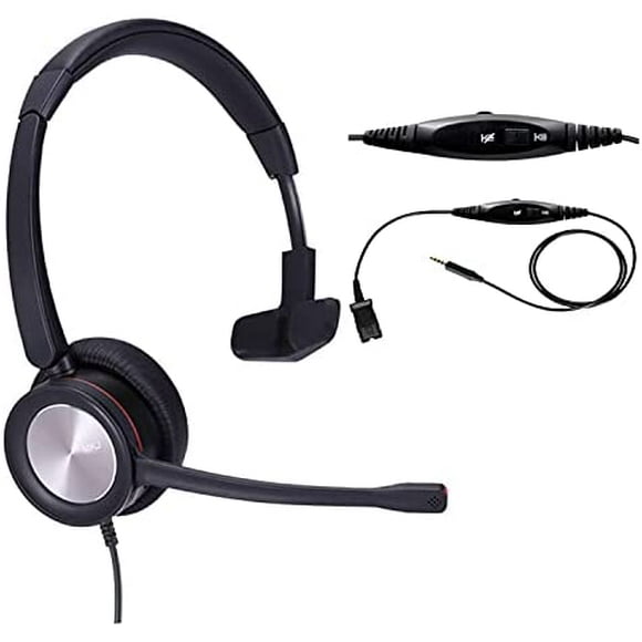 MKJ 3.5mm Headset with Noise Cancelling Microphone for Cell Phones Corded Single Ear Telephone Headset 3.5mm