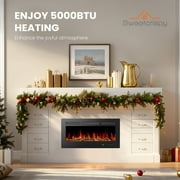 edx 36Electric Fireplace, 1500W, 13 Adjustable Flame Colors, 12-Hour Timer, Low-Noise Design, Supports Wall-Mounted/Freestanding/Built-In Installation