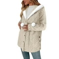 thumbnail image 4 of APEXFWDT Women's Christmas Fleece Hooded Jacket Fuzzy Button Down Warm Coat Fashionable Outerwear for Holiday Parties, 4 of 7