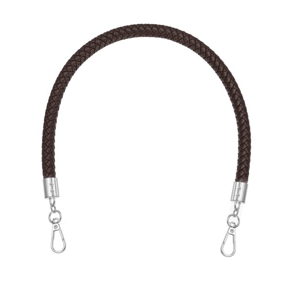 Uxcell Braided Purse Straps 52cm / 20" PU Leather Handles Replacement with Silver Buckle, Dark Brown