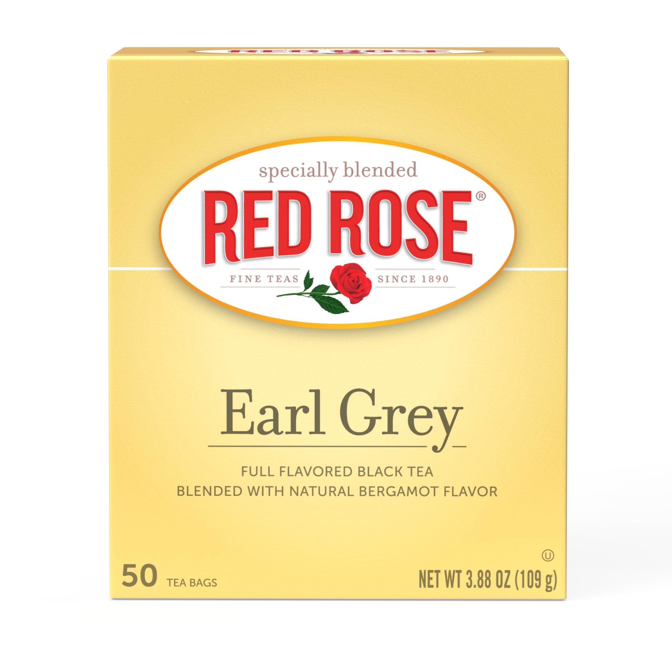 Red Rose Earl Grey Tea Full Flavored Black Tea Specially Blended Strong Black Tea with 50 Individually Wrapped Tea Bags Per Box (Pack of 6) Contains Caffeine Brew Hot/Cold Original Black Tea