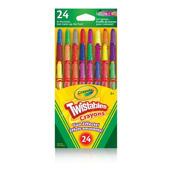 Crayola Twistables Fun Effects Crayons, 24 Count, Includes 24 Fun Effects Twistables crayons -  8 Metallic, 8 Super Bright Neon and 8 Rainbow Twistable Crayons
