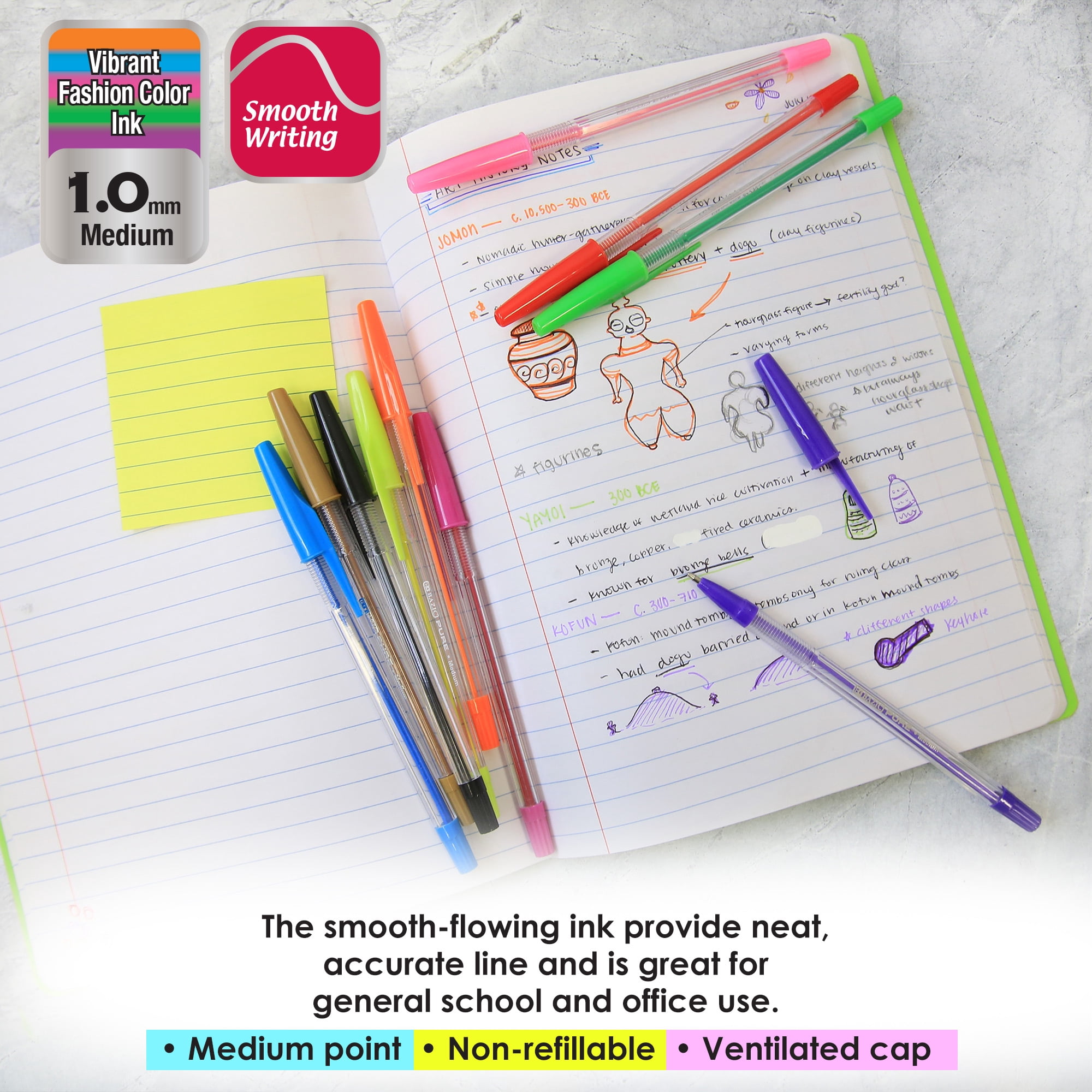BAZIC 10 Pure Neon Color Stick Pen