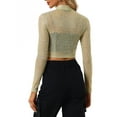 thumbnail image 3 of INSPIRE CHIC Women's Halloween Christmas Sheer Top Glitter Stand Collar Cropped Jacket XL Gold, 3 of 6