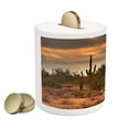 thumbnail image 2 of Saguaro Piggy Bank, Dramatic Shady Desert View with a Storm Cloud Approaching Western Arizona Photo, Ceramic Coin Bank Money Box for Cash Saving, 3.6" X 3.2", Orange Green, by Ambesonne, 2 of 4