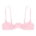 thumbnail image 3 of renvena Women's Lingerie Bras Balconette Mesh Underwired Shelf Bra Unlined Sheer Bralette Pink XXL, 3 of 5