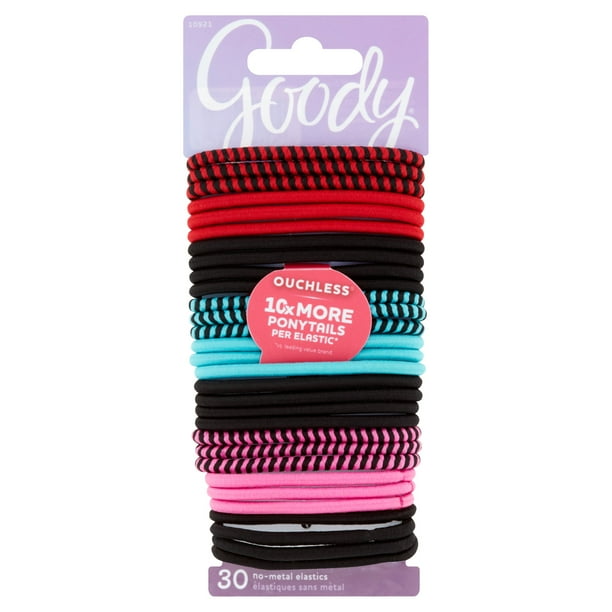 Goody Goody Ouchless Braided Hair Elastics, Assorted Rock Star Colors, 30 Ct