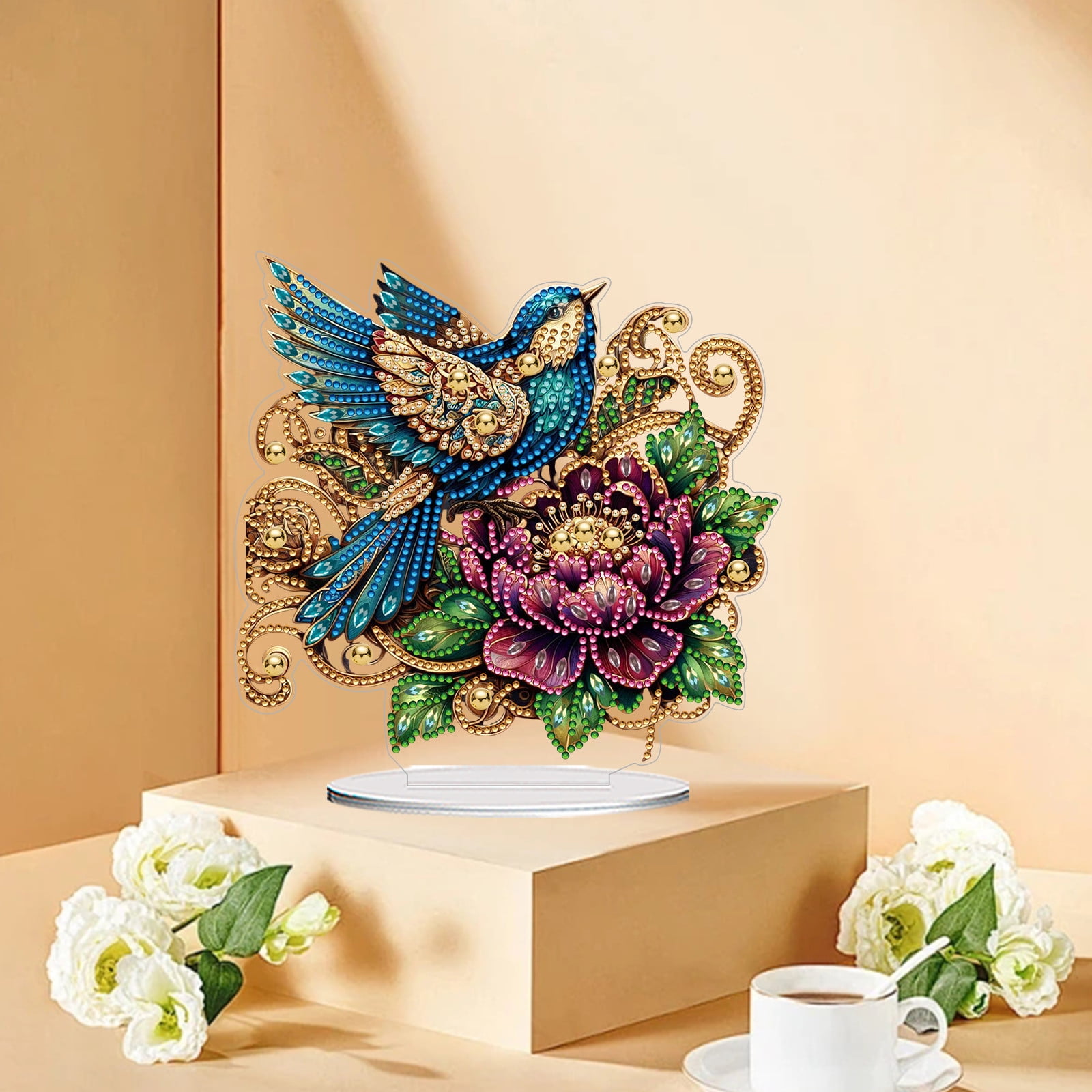 FLOPESN DIY Diamond Painting Art, exquisite and shiny patterns, size 8.26x8.26 inches, made of PVC material suitable for home and desktop decoration