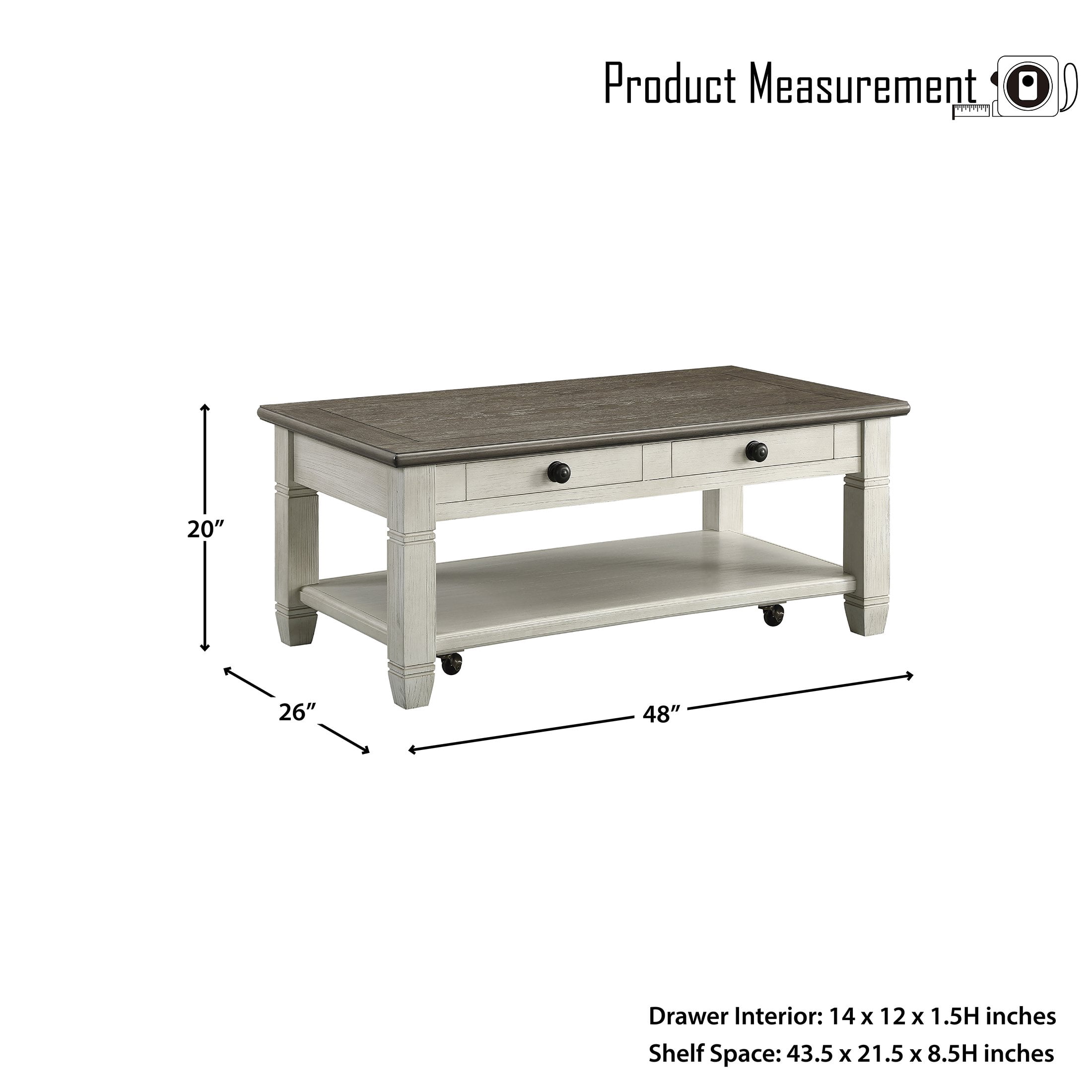 OakvillePark Bedos Coffee Table, Rosy Brown/Antique White