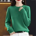 thumbnail image 2 of Arlun Sweaters for Women Casual Soft Comfort Fall Winter Casual Crewneck Pullover Tops Dressy Long Sleeve Trendy Warm Solid Color Base Layer Sweater Green One Size, 2 of 4