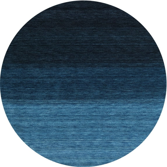 Ahgly Company Indoor Round Contemporary Blue Abstract Area Rugs, 4' Round