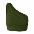thumbnail image 3 of Timegard Tank Top for Women Solid Color 1 Shoulder Cropped Comfy Fitting Slim Ruched Casual Tee Top, 3 of 3