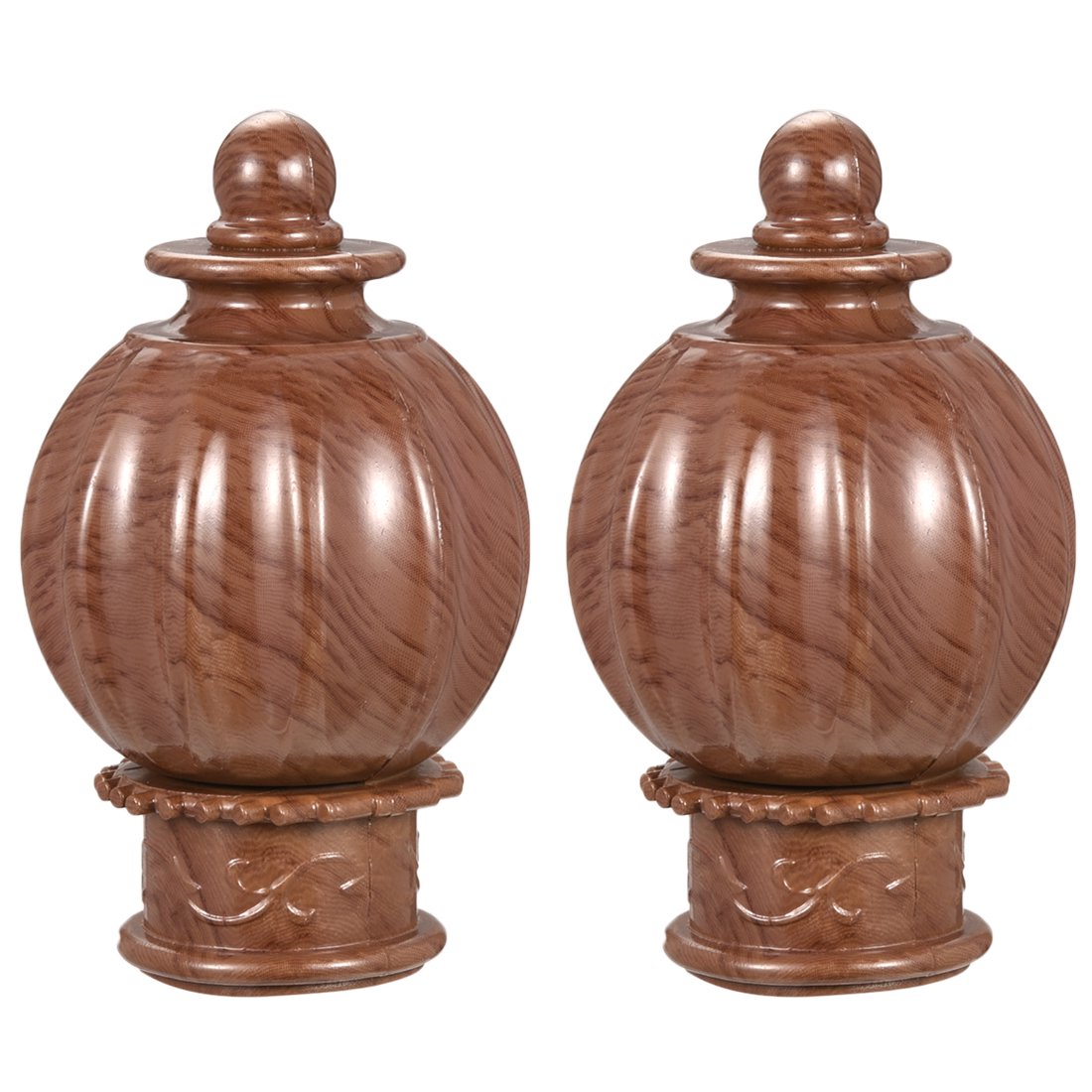 Curtain Rod Cap Finials Plastic Vintage Style Wood Color 63 X