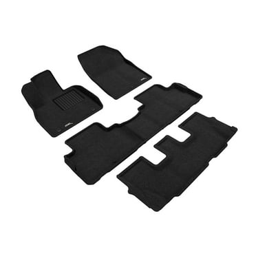 3D MAXpider 2020-2024 Fits Hyundai Palisade 8-Seat Kagu Carbon Fiber Embossed Pattern 1st Row 2nd Row 3rd Row Black Floor Mat L1HY10004709