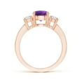 thumbnail image 2 of ANGARA Natural Classic Three Stone 1.15 ct Amethyst and Diamond Ring in 14K Rose Gold for Women (Size-7mm) | February Birthstone, Birthday, Anniversary, Jewelry Gift for Women | Natural Amethyst Ring, 2 of 8