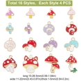 thumbnail image 2 of 64 piezas de dijes de hongos esmaltados de 16 estilos, colgantes de hongos de aleación coloridos con temática otoñal, dijes de metal de colores mezclados, lindos dijes de hongos para hacer joyas., 2 of 7