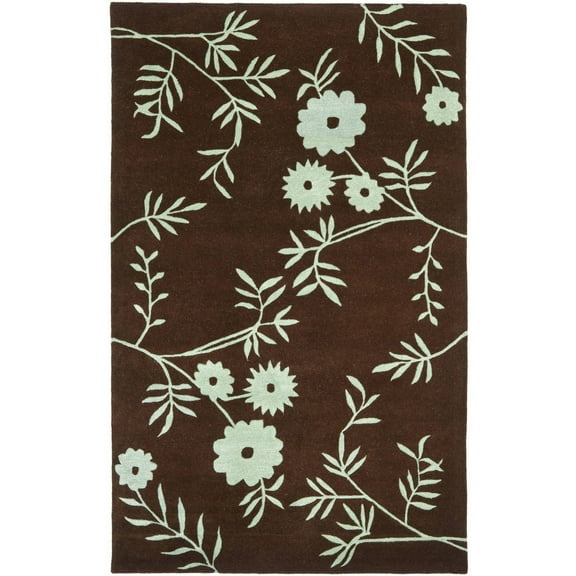 SAFAVIEH Soho Shelby Abstract Floral Wool Area Rug, Brown/Teal, 5' x 8'