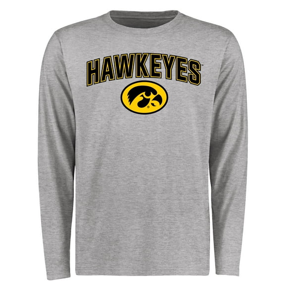 Men's Ash Iowa Hawkeyes Proud Mascot Long Sleeve T-Shirt