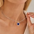 thumbnail image 3 of Blue Heart Necklace Women September Birthstone Necklace Sapphire Crystal 925 Sterling Silver Pendant Jewelry Birthday Mother's Day Gifts Hipunk, 3 of 9
