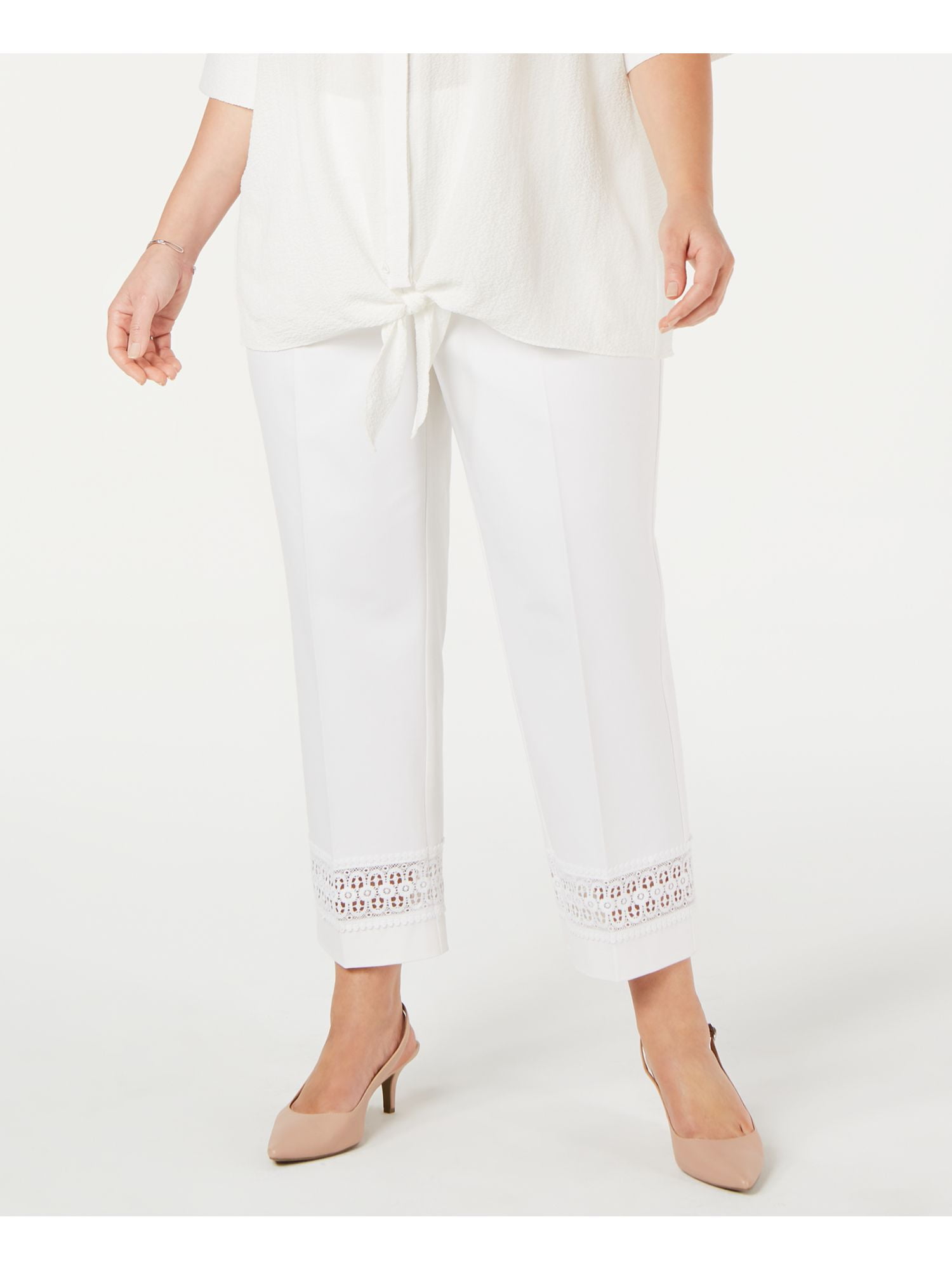 ALFANI Womens White Pants Size: 14W