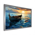 thumbnail image 2 of Designart "Sunset Landscape with Sea Boat" Coastal Framed Wall Art Decor - Coastal Blue Coastal Boat Bedroom Framed Canvas Wall Art, 2 of 6