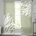 thumbnail image 2 of Coral Sage Green Sheer Curtains 63 Inches Length 2 Panels Set, Window Sheer Curtains for Living Room/Bedroom, Coastal White Ocean Marine Nautical Beach Light Filter Rod Pocket Curtain 52'' x 63'' x 2, 2 of 7