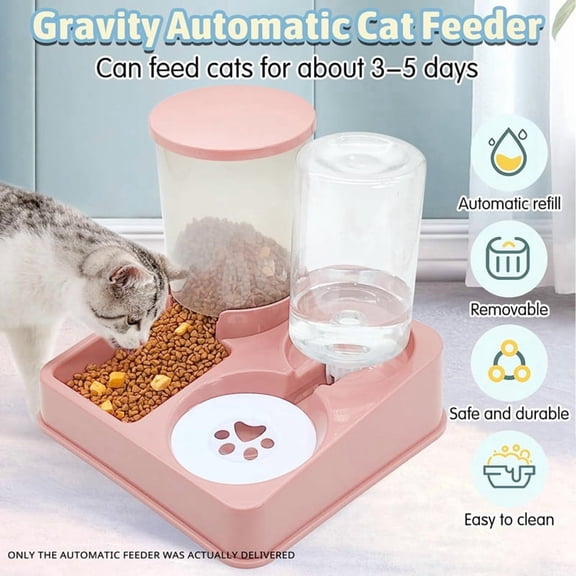 Automatic Cat Feeder Water Dispenser Set 2 in 1 Tilted Automatic Pet Food and Water Feeder Food Feeder and Waterer
