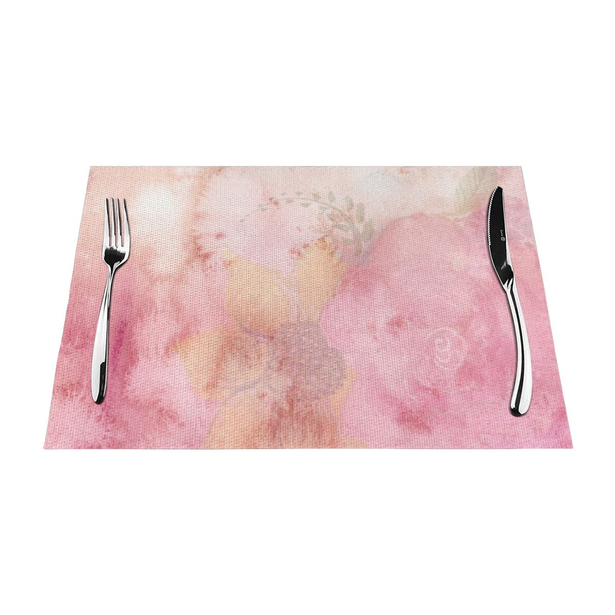YFYANG Washable HeatResistant Placemats, 70 PVC/30 Polyester, Pink