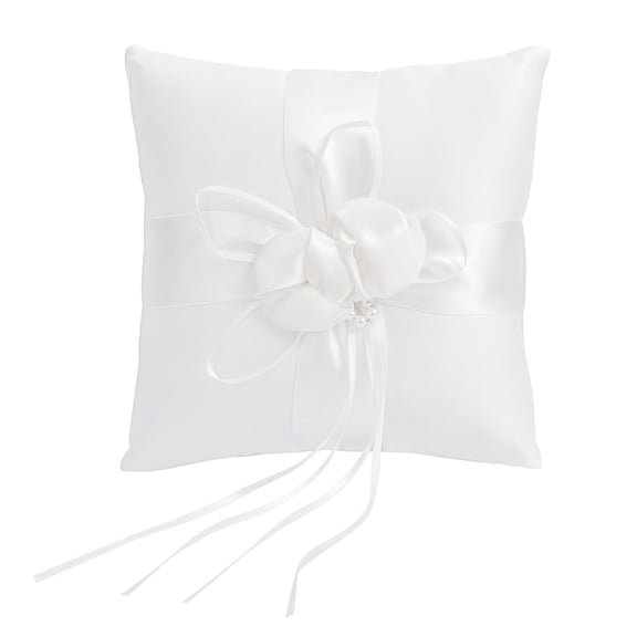 Guichaokj WINOMO 20x20cm Buds Faux Wedding Pillow Cushion Bearer with Ribbons Bridal Decor