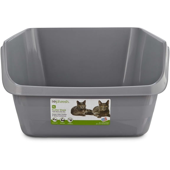 So Phresh Scatter Shield High-Back Litter Box in Gray, 24; L X 18; W X 10; H