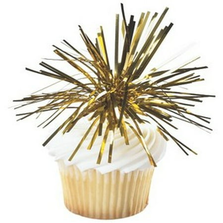 - Gold Mylar Sparkle Spray Cupcake Decoration Picks/ Toppers -12ct