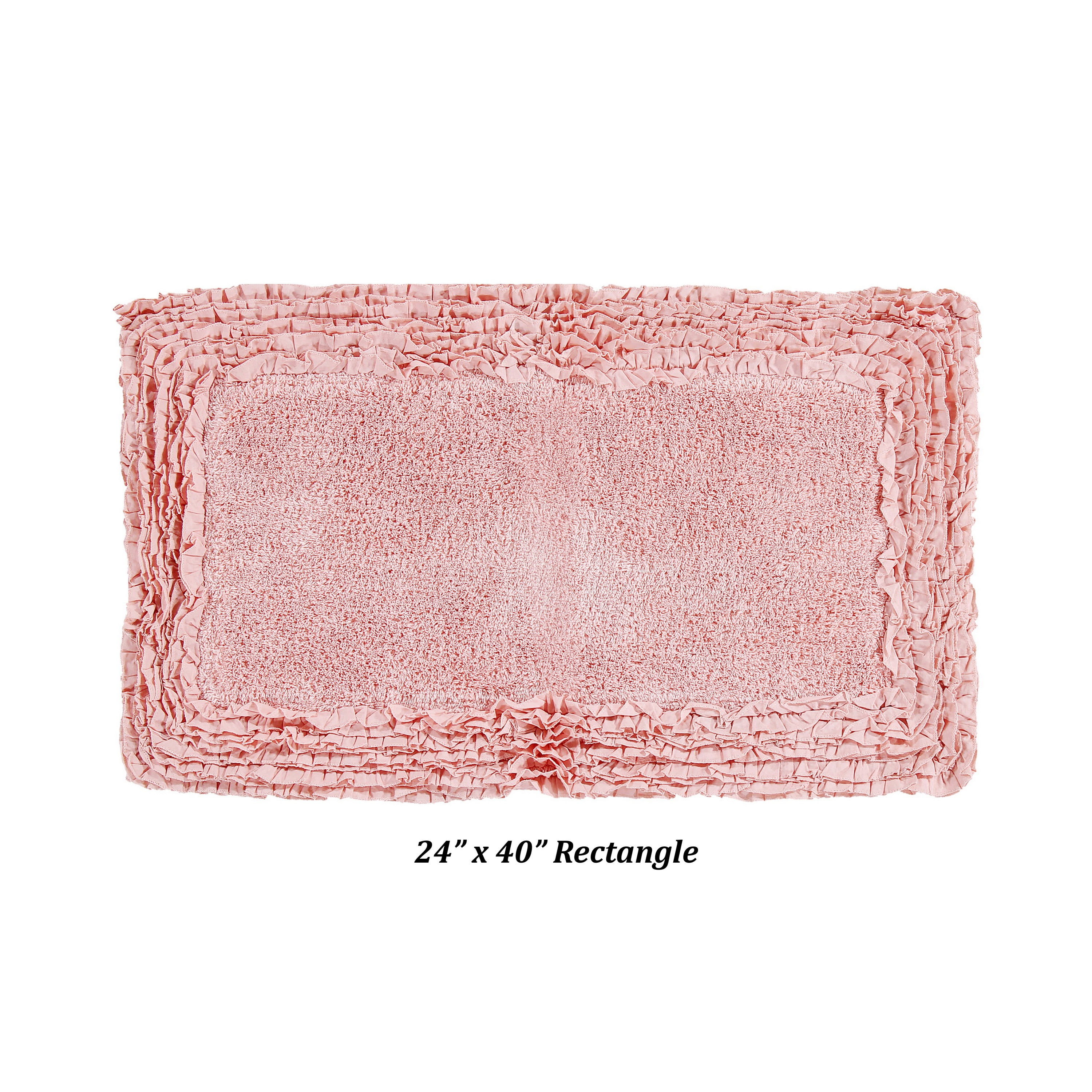Better Trends 24" x 40" Premium Bathroom Rug 100% Cotton, Ultra Soft Bath Mat, Water Absorbent, Non-Slip Ruffle Border (Pink) Shaggy Border Collection