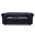 thumbnail image 1 of Love Seat 100% de Piel Genuina ConfortoPiel  Chesterfield Negro, 1 of 4